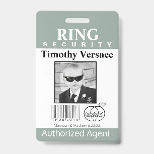 Granite Green Ring Bearer Security Badge ID Badge