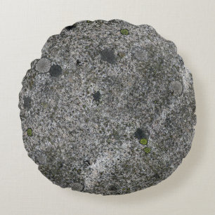 Granite Grey with Green Moss Details Round Cushion