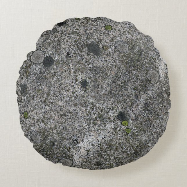 Granite Grey with Green Moss Details Round Cushion (Front)