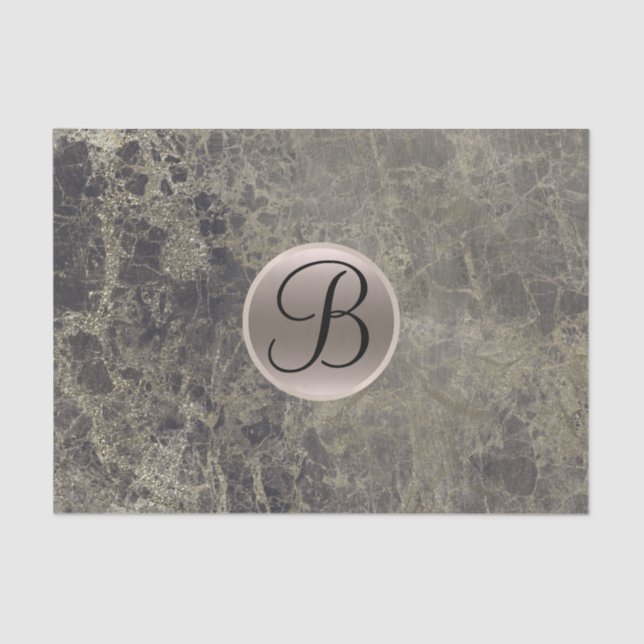 Granite Marble Glam Monogram Letter Initial Tissue Paper (Front)