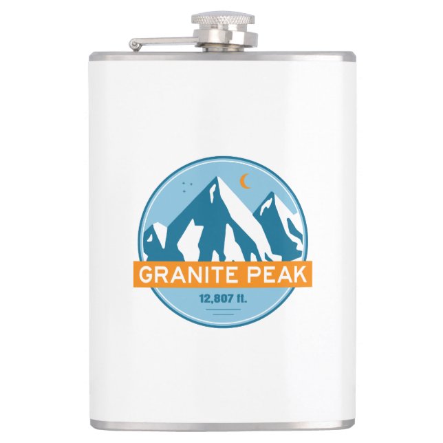 Granite Peak Montana Stars Moon Hip Flask (Front)