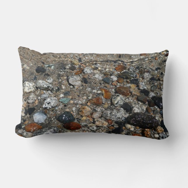 Granite Pebbles in Tenaya Lake at Yosemite Lumbar Cushion (Front)