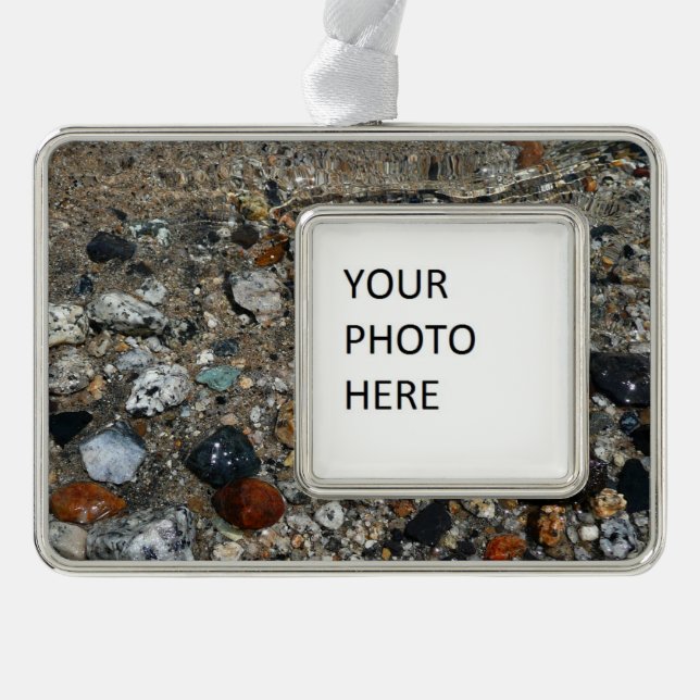 Granite Pebbles in Tenaya Lake at Yosemite Silver Plated Framed Ornament (Front)