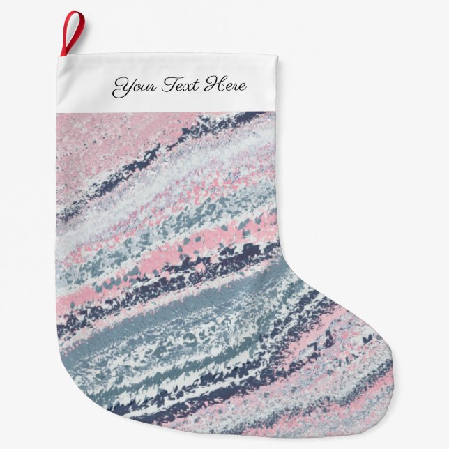 Granite Pink Blue Grey Marble Slate Agate Stone Large Christmas Stocking (Front)