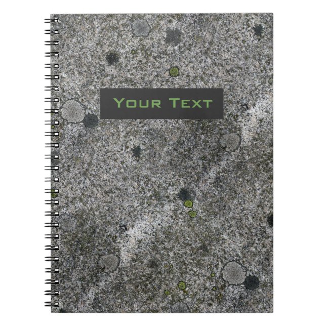 Granite Rock Grey with Text Label Spiral Notebook (Front)