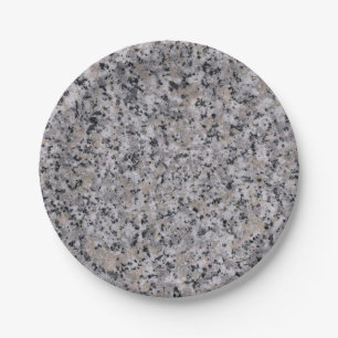 Granite Rock Marble Modern Black and Grey Paper Plate