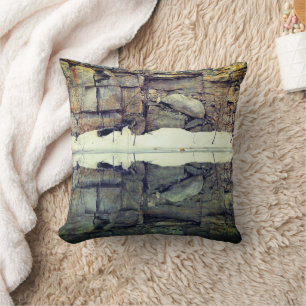 Granite Rock Wall Reflections In Pond Nature   Cushion