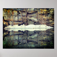 Granite Rock Wall Reflections In Pond Nature 