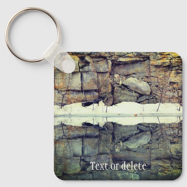 Granite Rock Wall Reflections Personalised Key Ring (Front)