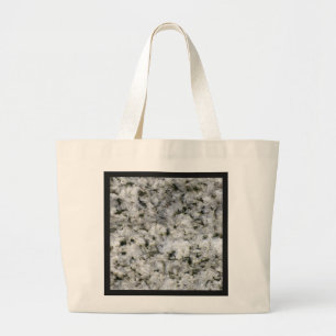 Granite Rock White with Black Frame Large Tote Bag