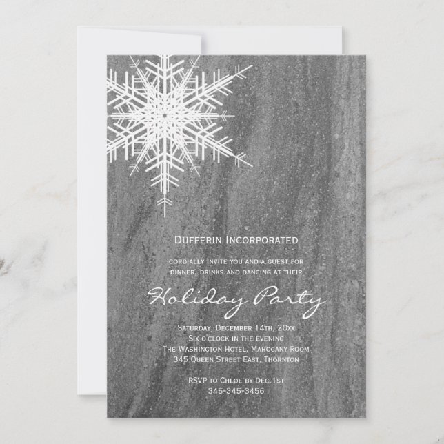 Granite & Snowflake Corporate Holiday Party Invite (Front)