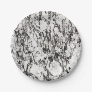 Granite texture   Background of marble in black Paper Plate
