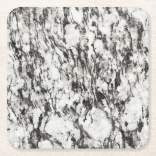 Granite texture   Background of marble in black Square Paper Coaster