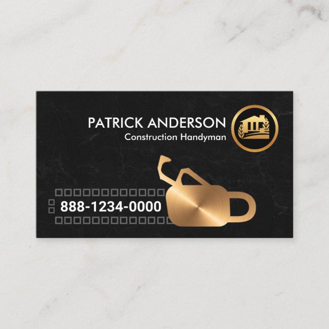 Granite Texture Bronze Chain Saw Business Card (Front)