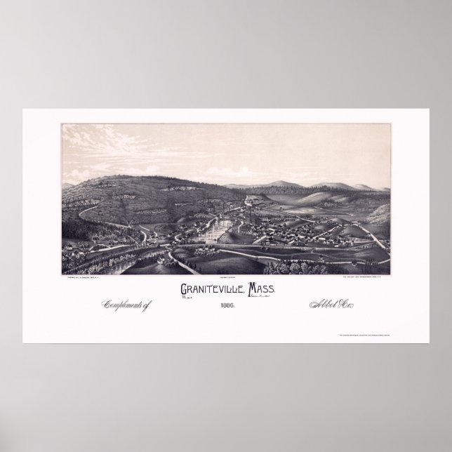Graniteville, MA Panoramic Map - 1886 Poster (Front)