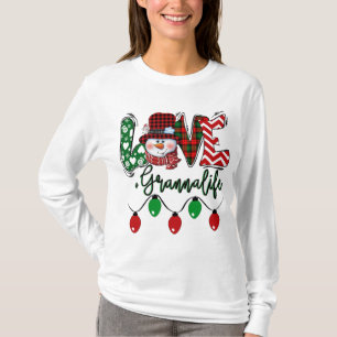 Granna Snowman Love Granna Life Christmas Red Plai T-Shirt