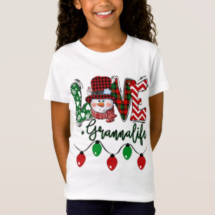 Granna Snowman Love Granna Life Christmas Red Plai T-Shirt