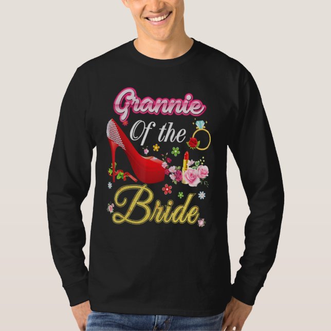Grannie Of The Bride Happy Wedding Flower Pink Sho T-Shirt (Front)