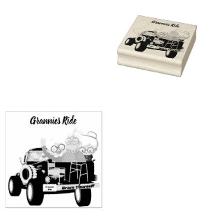Grannies Ride Brace Yourself Rubber Stamp