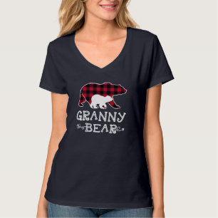 Granny Bear Christmas Pajama Red Plaid Buffalo Fam T-Shirt