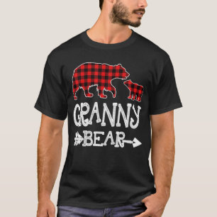 Granny Bear Christmas Pajama Red Plaid Buffalo T-Shirt