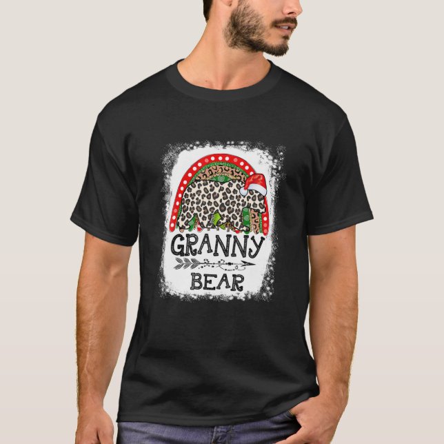 Granny Bear Leopard Christmas Rainbow Pajama Match T-Shirt (Front)