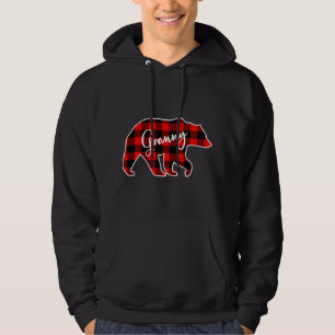 Granny Bear Red Plaid Matching Family Christmas Hoodie