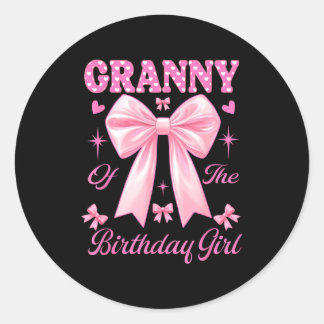 Granny birthday girl matching coquette pink bow  classic round sticker