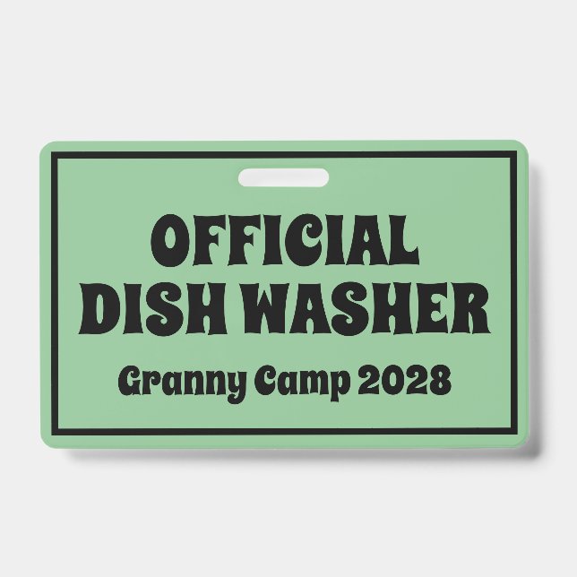 Granny Camp Retro Text ID Badge (Front)