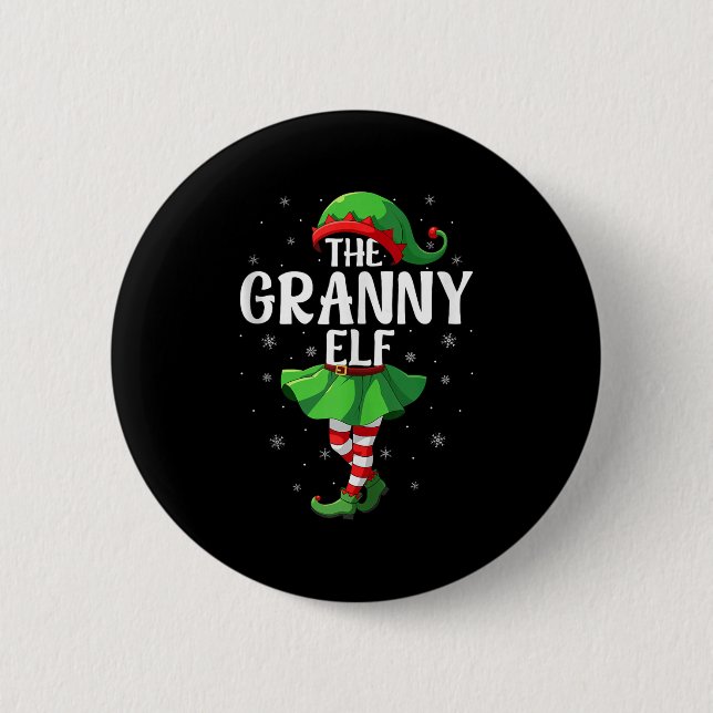 Granny Elf Christmas Grandma Women Elf Squad Xmas  6 Cm Round Badge (Front)