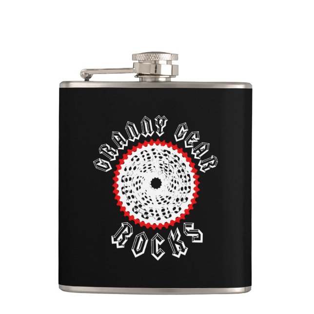 Granny Gear Rocks Cycling Hip Flask (Front)
