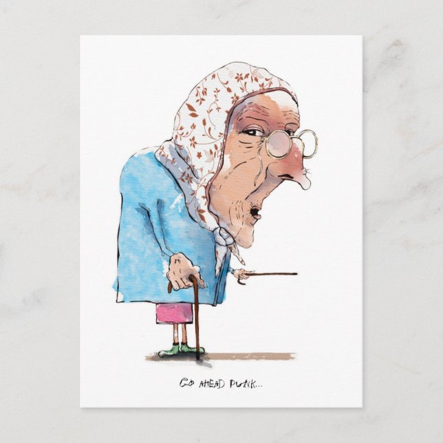 Granny Gets Mad postcard! Postcard (Front)