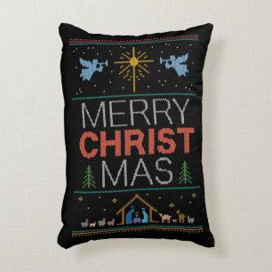 Granny Knit Christian Ugly Merry Christmas Sweater Decorative Cushion