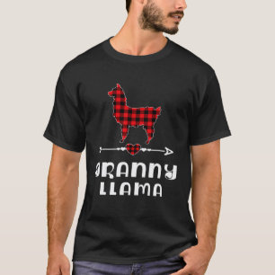Granny Llama Christmas Pajama Red Plaid Buffalo Fa T-Shirt