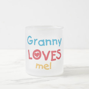 Granny Loves Me Tshirts and Gifts Frosted Glass Coffee Mug