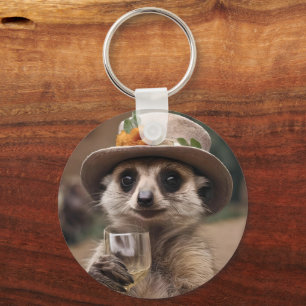 Granny Meerkat Wine Time, Key Ring
