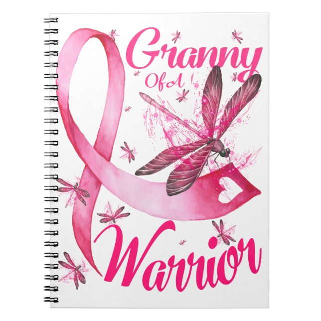 Granny Of A Warrior Dragonfly Breast Cancer Notebook (Front)