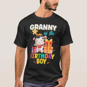Granny Of The Birthday Boy Cow Farm Animals Family T-Shirt