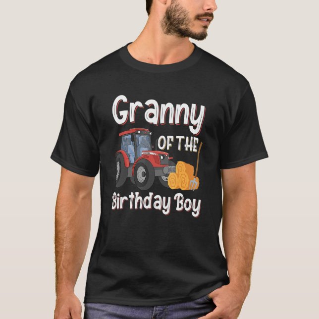 Granny Of The Birthday Boy Farm Tractor Farmer Bir T-Shirt (Front)