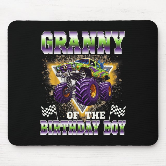 Granny Of The Birthday Boy Monster Truck Birthday  Mouse Pad (Front)