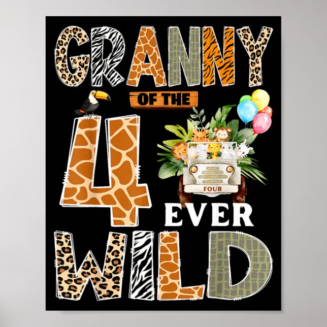 Granny Of The Four Ever Wild Safari 4th Birthday B Poster (Front)