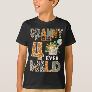 Granny Of The Four Ever Wild Safari 4th Birthday B T-Shirt