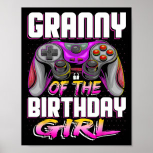 Granny Of The Gamer Girl Matching Video Game Birth Poster