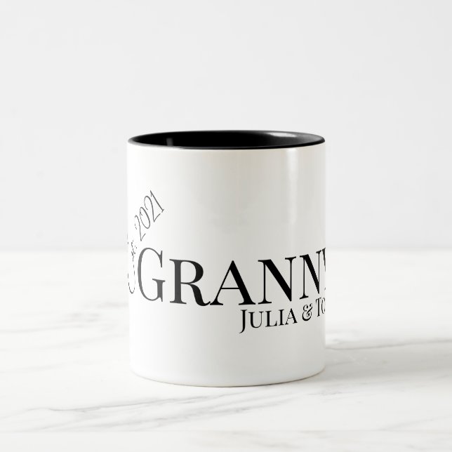 Granny or Grammy Established Custom Year Modern  Two-Tone Coffee Mug (Center)