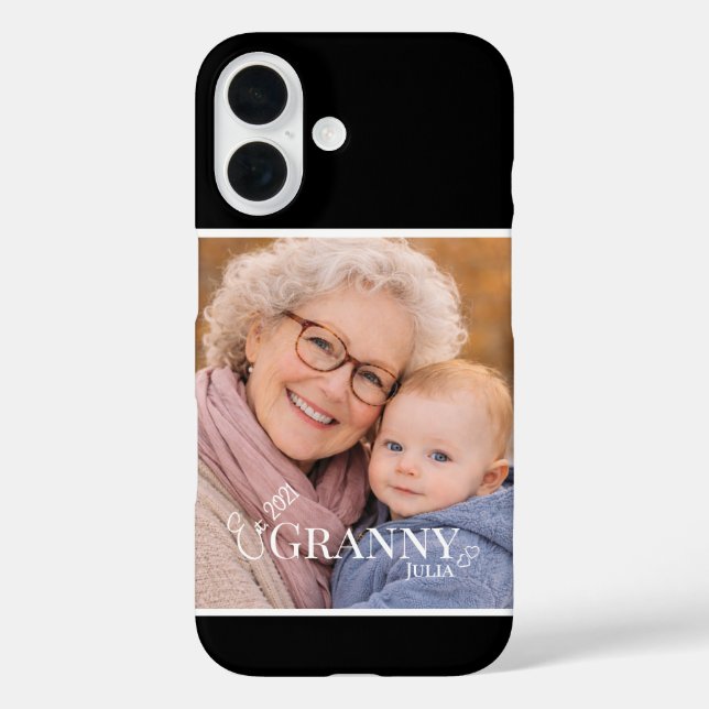 Granny Photo Established Year Modern Heart Case-Mate iPhone Case (Back)