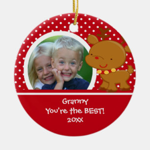 Granny Photo Reindeer Christmas Ornament