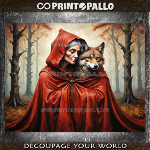 Granny red riding hood with the wolf tissue paper