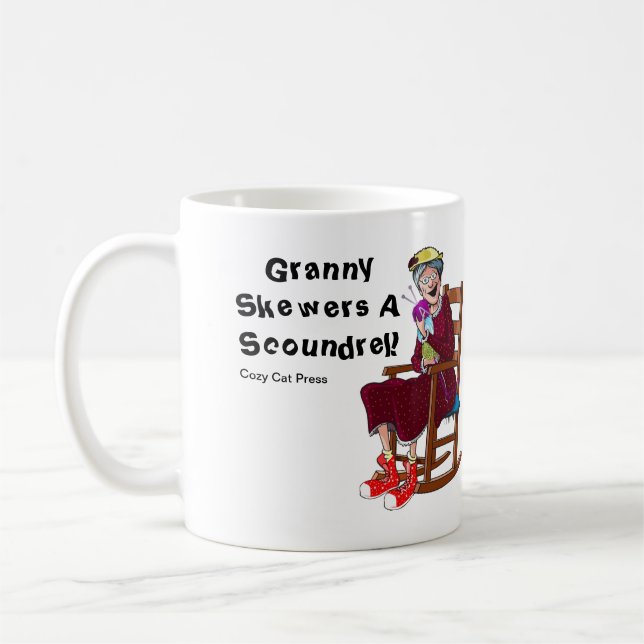 Granny Skewers A Scoundrel -Black Lettering Coffee Mug (Left)