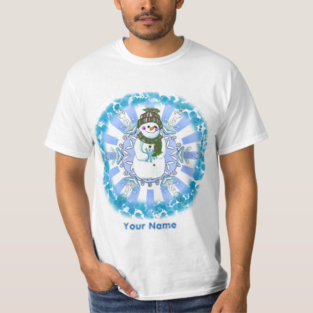 Granny Snowflake Snowman T-Shirt (Front)