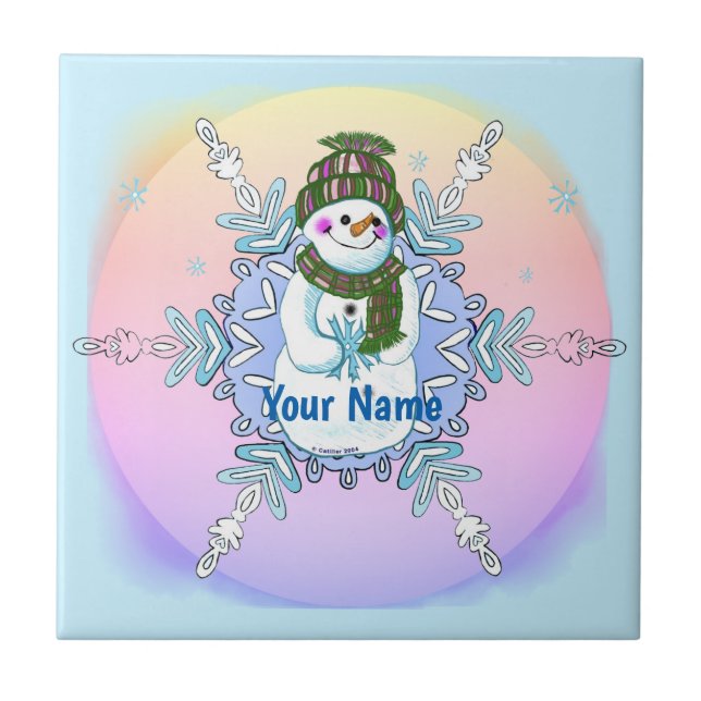Granny Snowflake Snowman tile (Front)